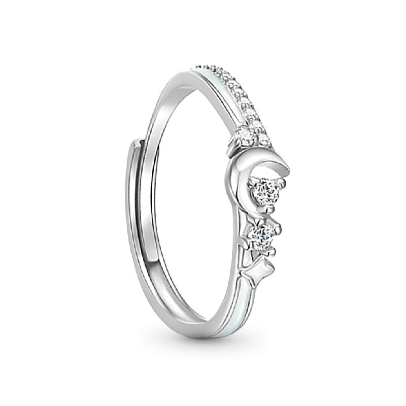 Glowing Band Moon Couple Rings
