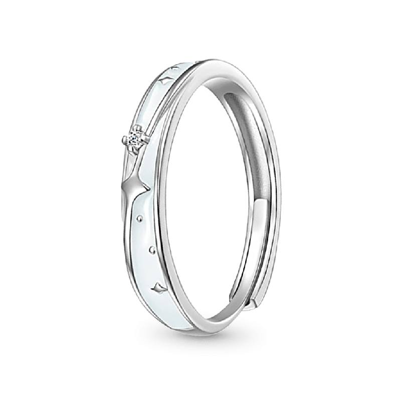 Glowing Band Moon Couple Rings