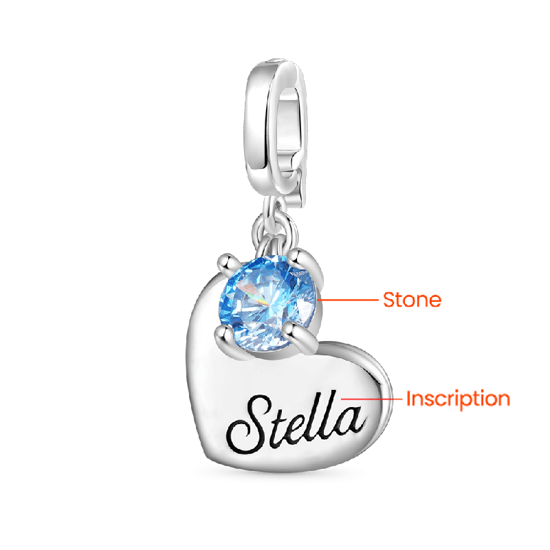 Heart Engravable Clasp Clusters Charm
