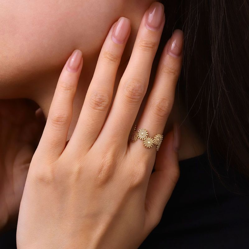 Texture Stitching Gold Ring