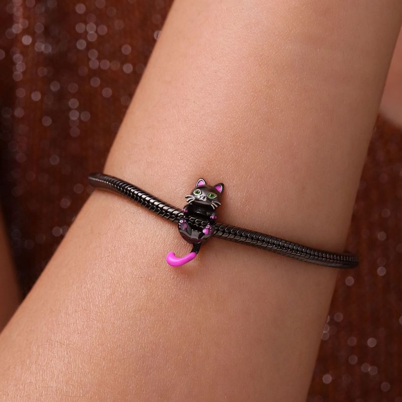 Pink Tail Black Cat Charm
