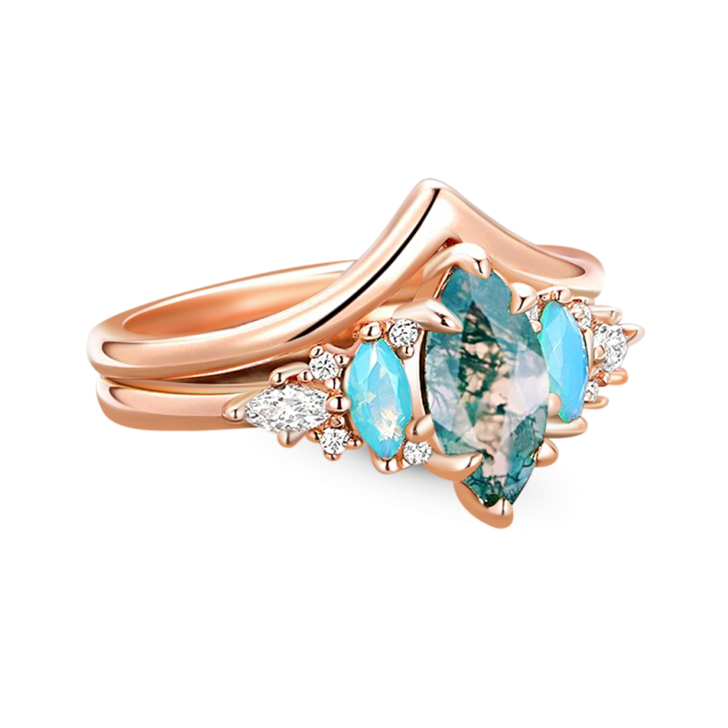 Green Moss Agate Stackable Ring