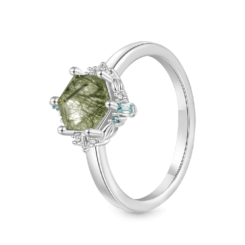 Green Rutilated Quartz Ring