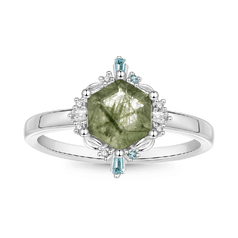 Green Rutilated Quartz Ring