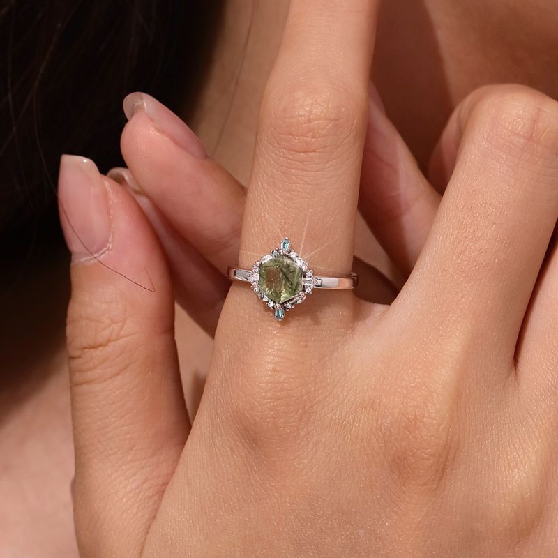 Green Rutilated Quartz Ring