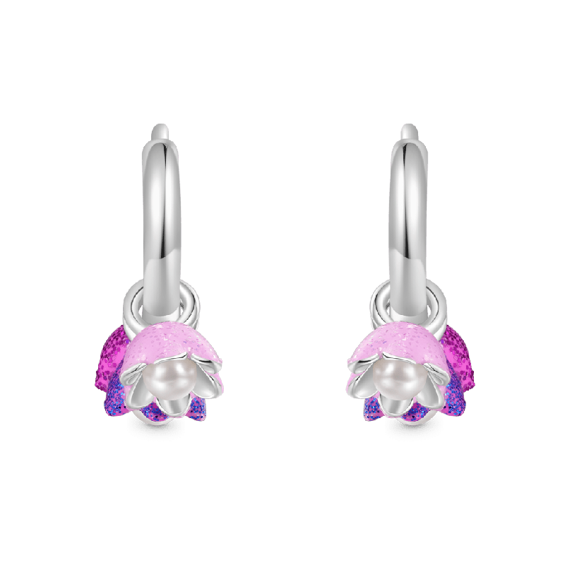 Purple Flower Pearl Stamen Earrings