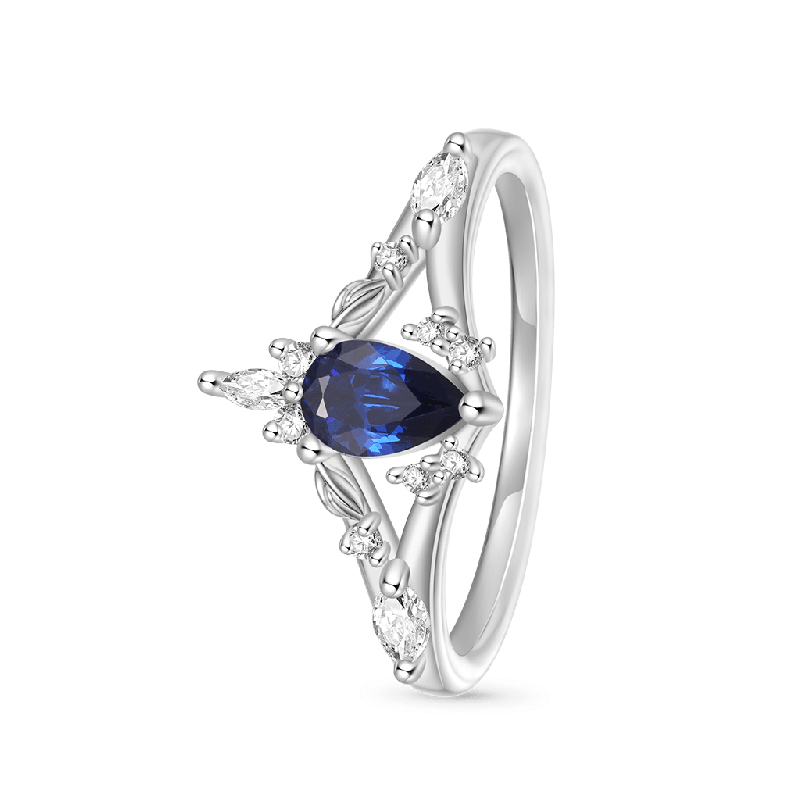 Sapphire Twist Leaf Ring