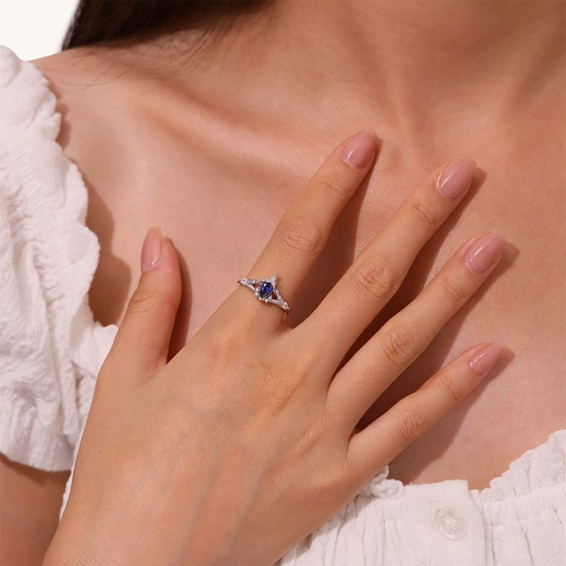 Sapphire Twist Leaf Ring