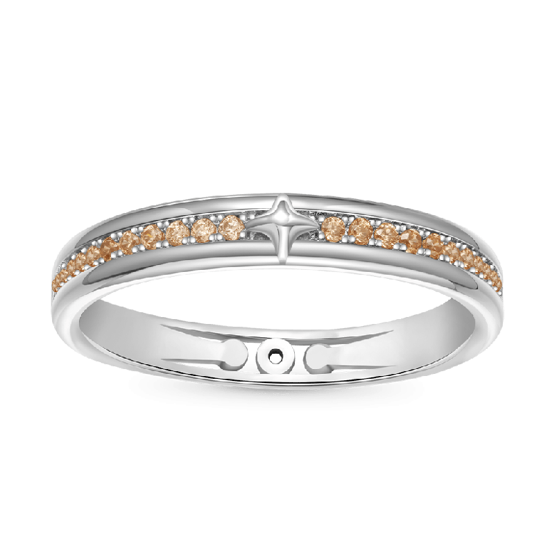 Citrine with Channeled Pave Couple Rings