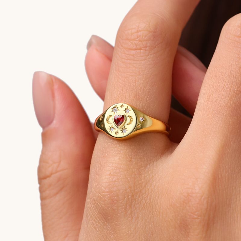 Vintage Heart Signet Ring