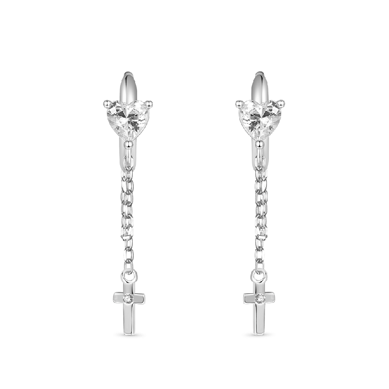 Elegant Tassel Cross Earrings