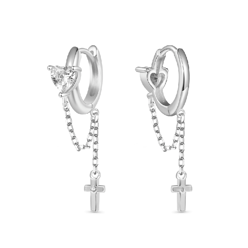 Elegant Tassel Cross Earrings