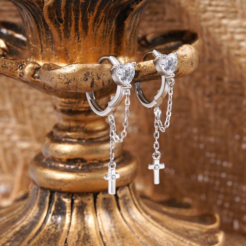 Elegant Tassel Cross Earrings