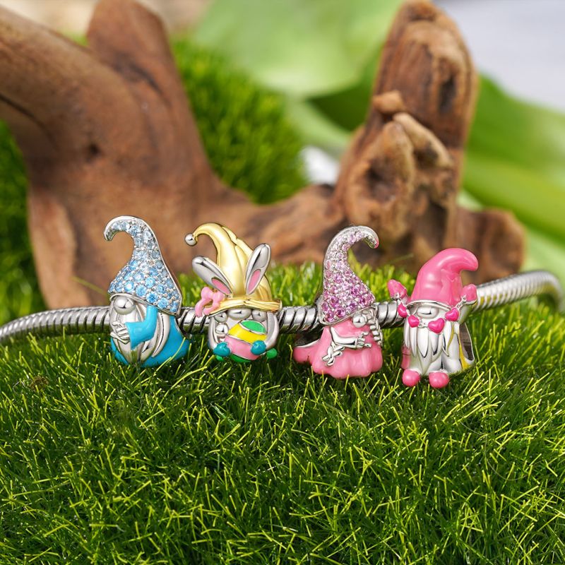 Pink Heart Gnome Girl Charm