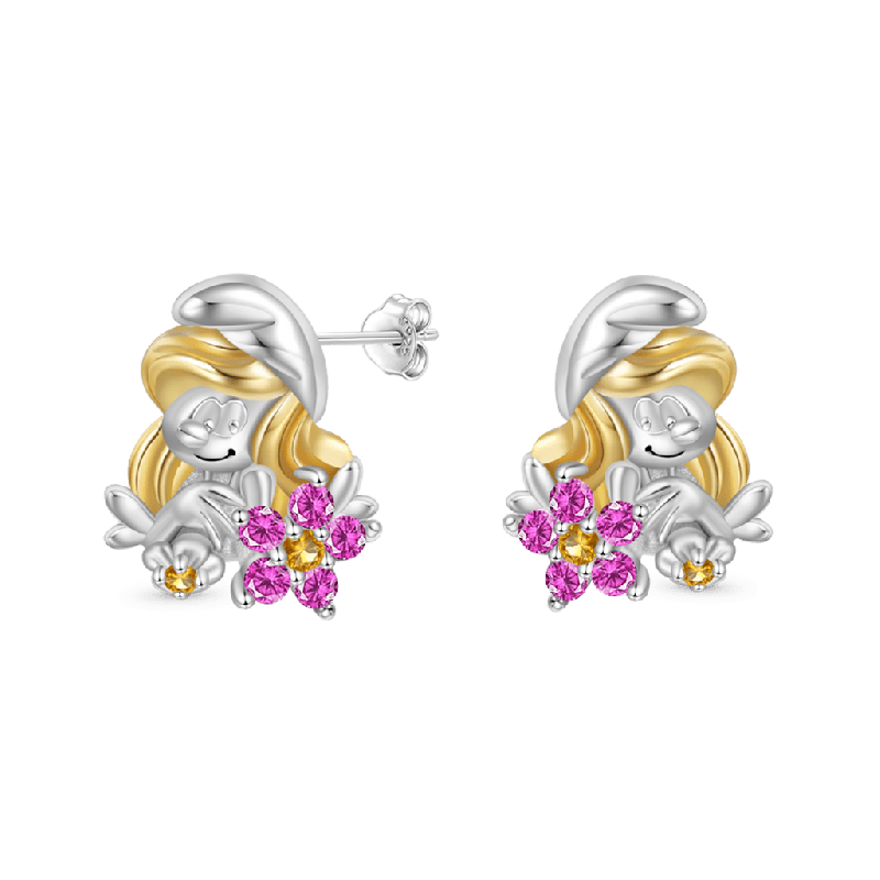 Sweet Cute Smurfette Stud Earrings