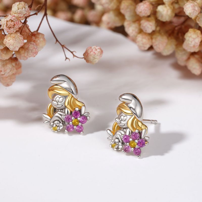 Sweet Cute Smurfette Stud Earrings