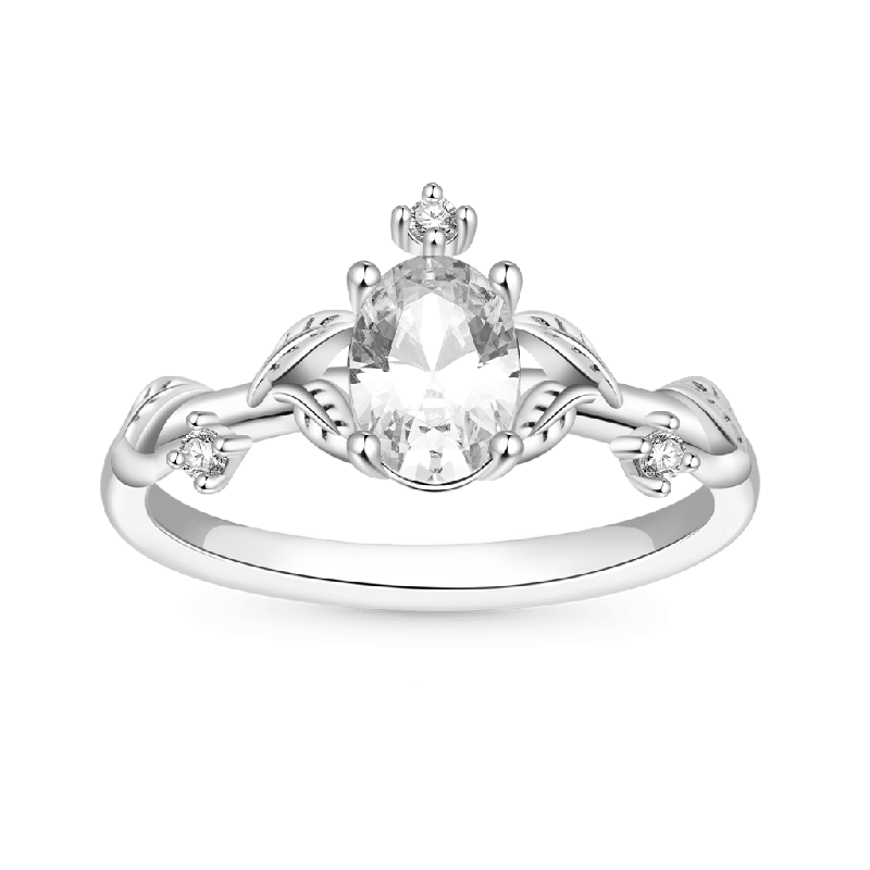 Vine Wrap Oval White CZ Stackable Rings