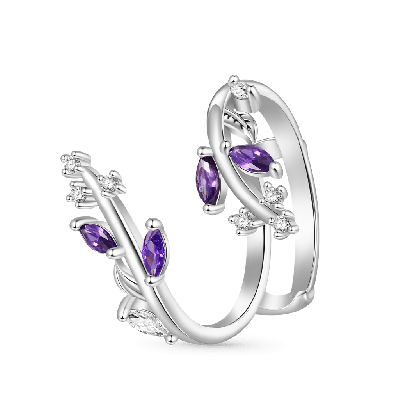 Vine Wrap Oval White CZ Stackable Rings
