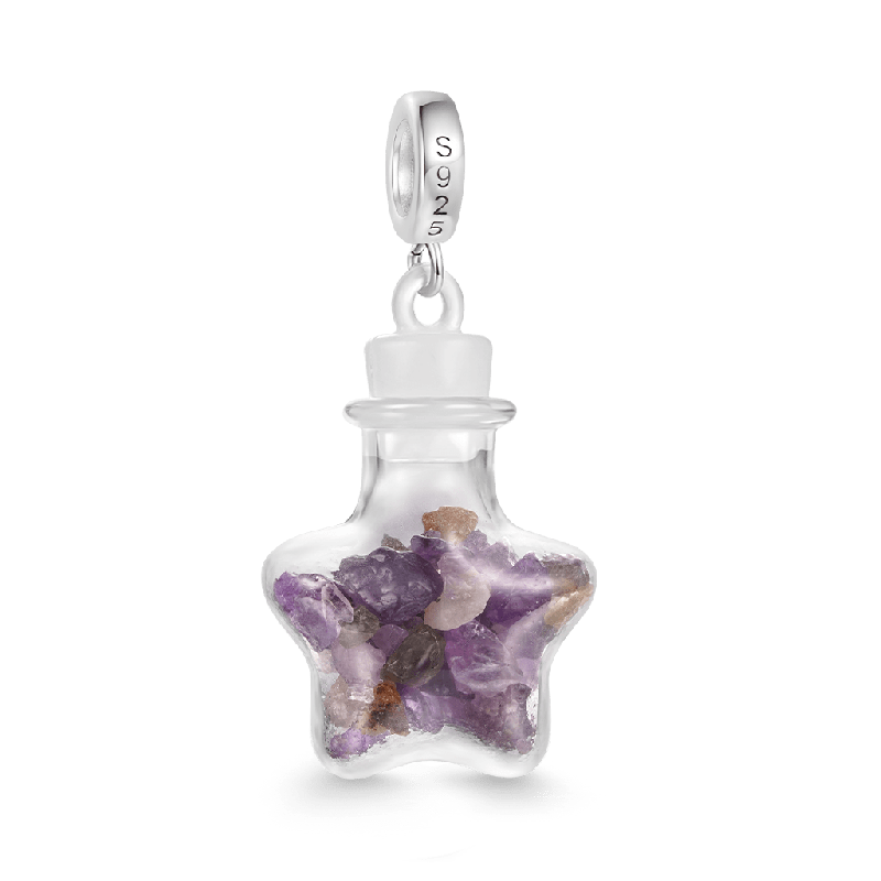 Amethyst Crystal Glass Bottle Pendant