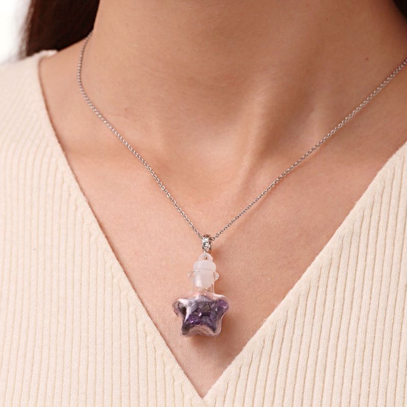 Amethyst Crystal Glass Bottle Pendant