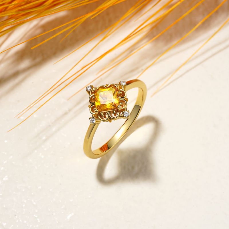 Yellow Cut Solitaire Rings