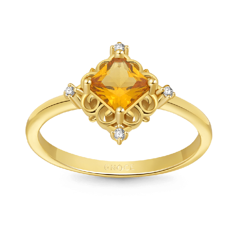 Yellow Cut Solitaire Rings