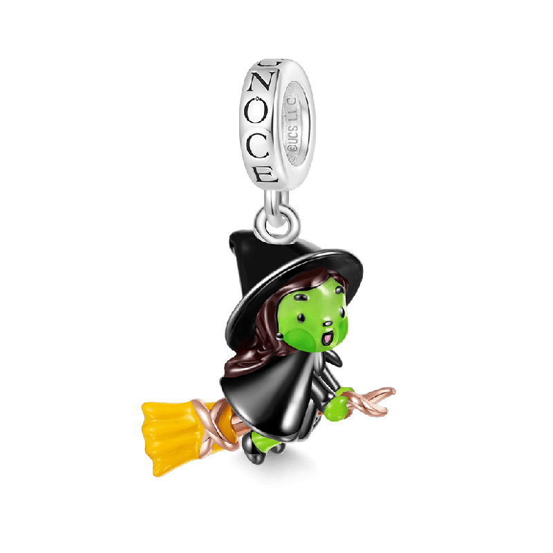 Wicked Elphaba on Broom Pendant