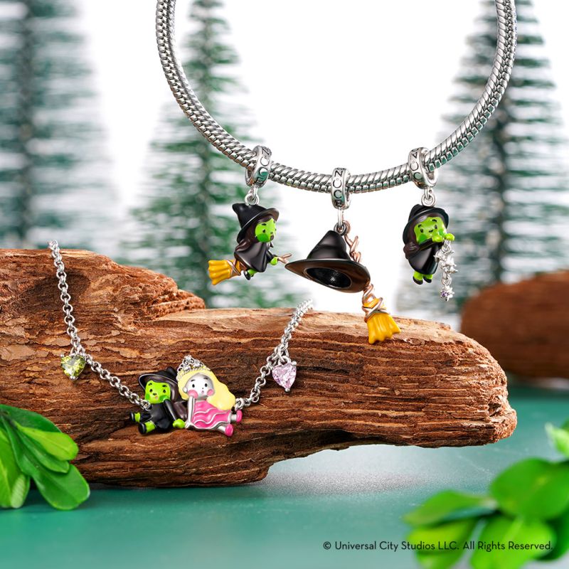 Wicked Elphaba on Broom Pendant