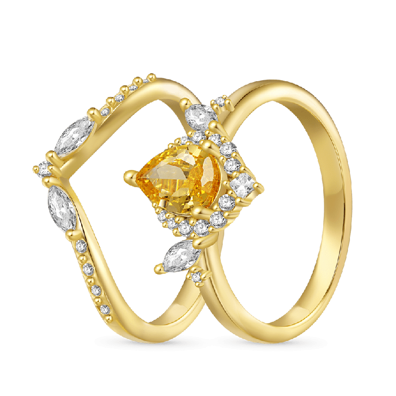 Pear-Cut Yellow Stackable Ring
