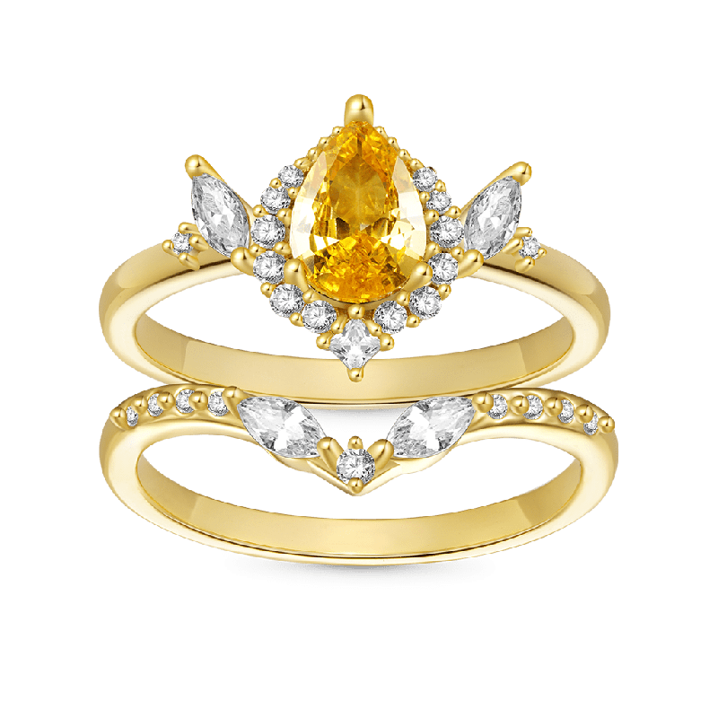 Pear-Cut Yellow Stackable Ring