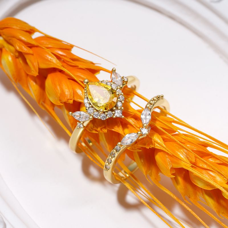 Pear-Cut Yellow Stackable Ring