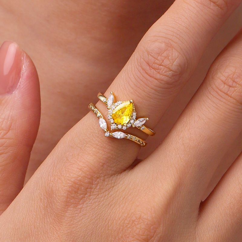 Pear-Cut Yellow Stackable Ring