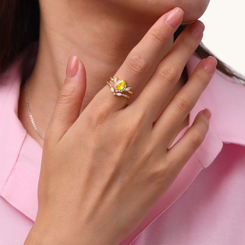 Pear-Cut Yellow Stackable Ring