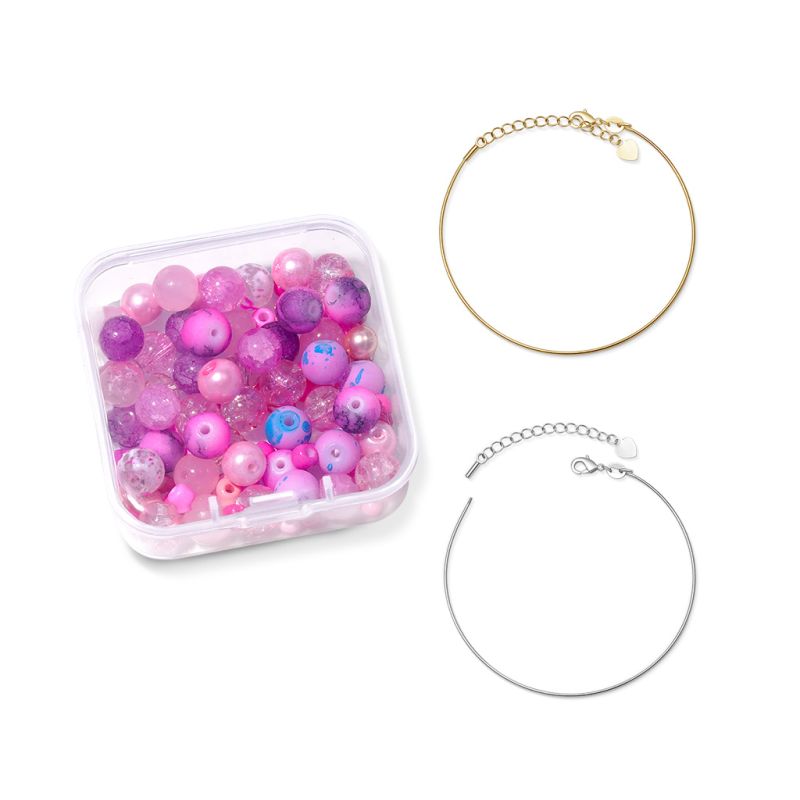 Pink Cracked Beaded Bracelet