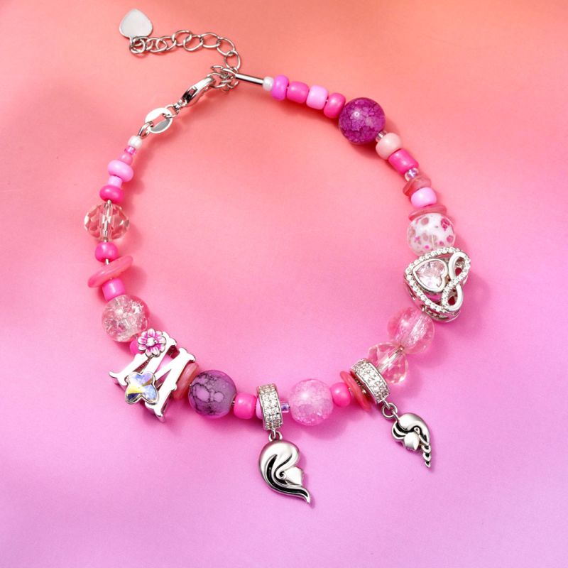 Pink Cracked Beaded Bracelet
