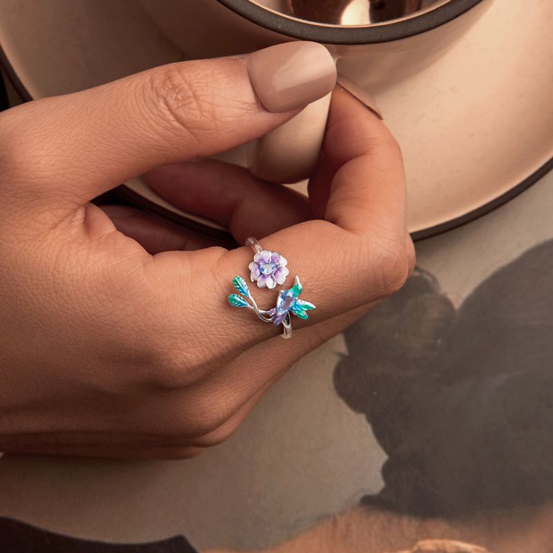 Spring Nature Flower and Bird Ring