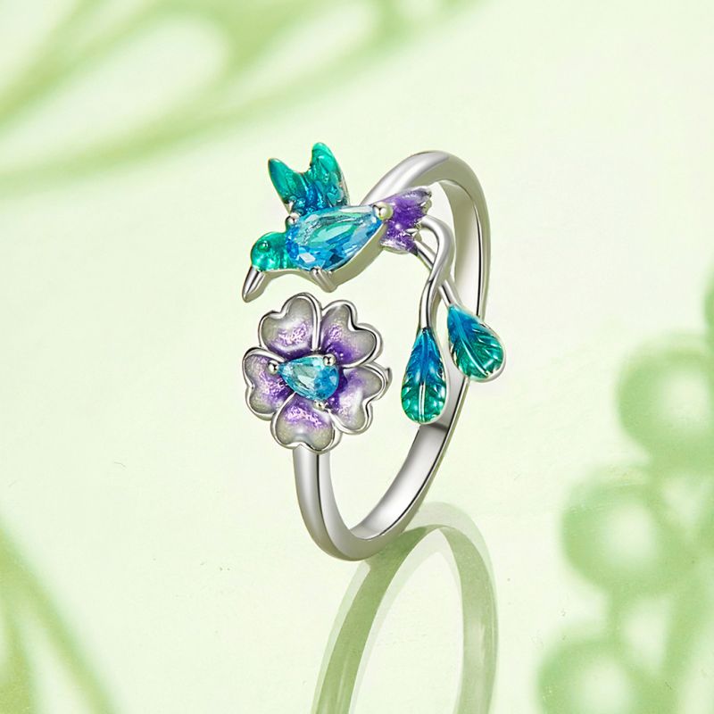 Spring Nature Flower and Bird Ring