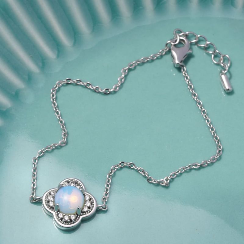 Four Leaf Clover Moonstone Bracelet