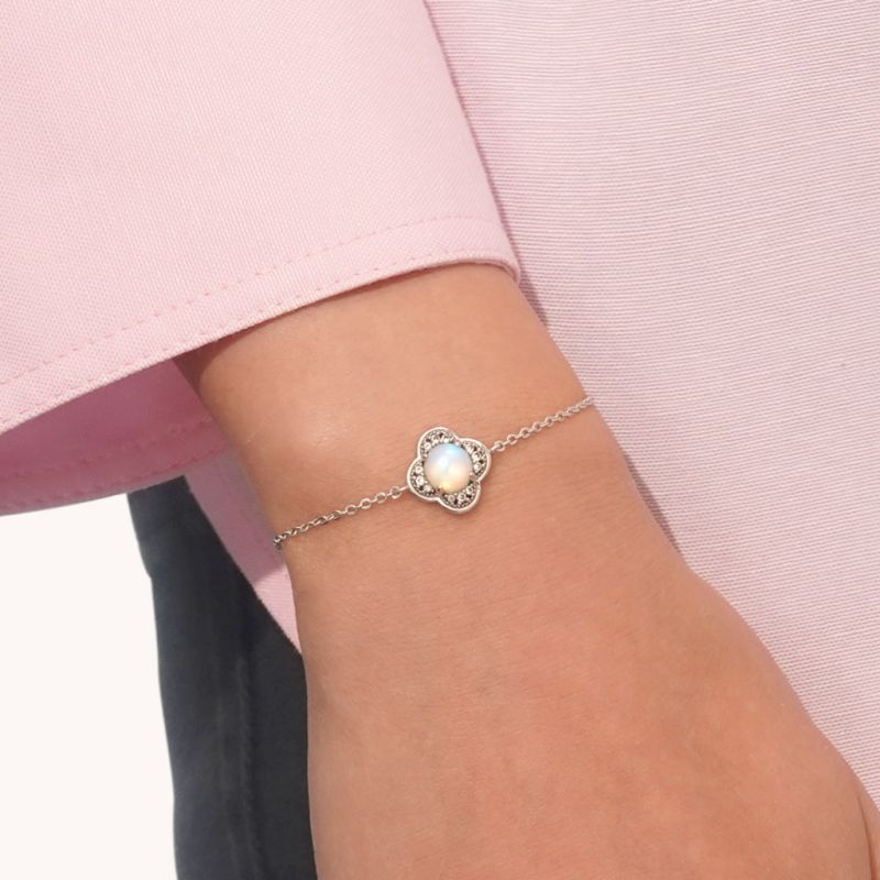 Four Leaf Clover Moonstone Bracelet