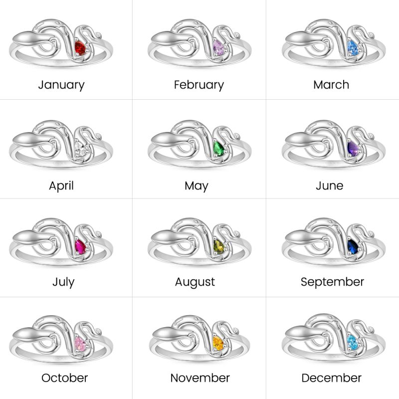 Zodiac Snake Birthstone Ring