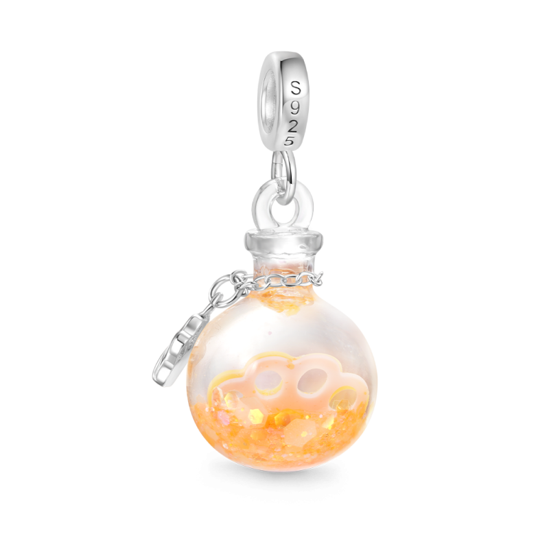 Glitter Engravable Paw Print Quicksand Pendant