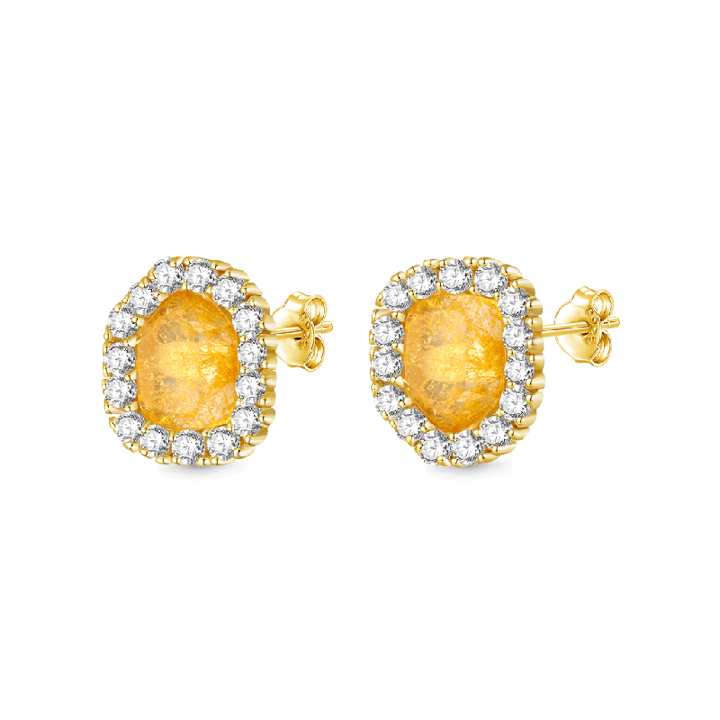 Gold Rutilated Quartz Earrings