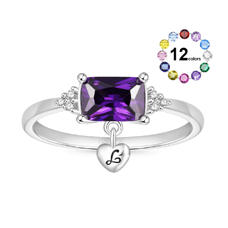 Dainty Purple Baguette Statement Ring