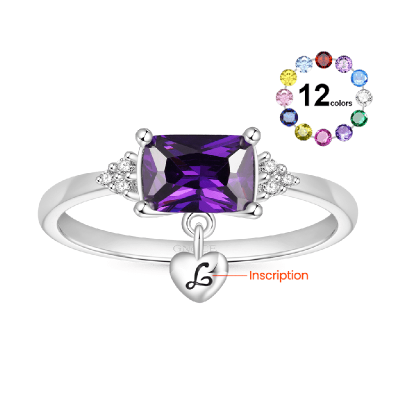 Dainty Purple Baguette Statement Ring