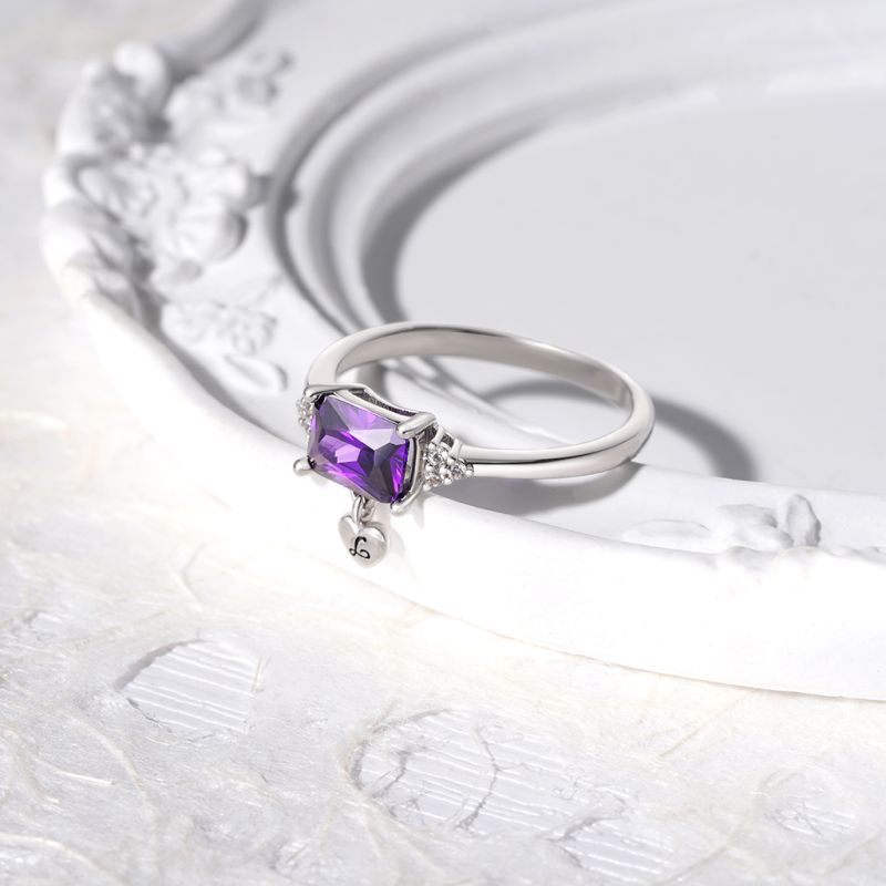Dainty Purple Baguette Statement Ring