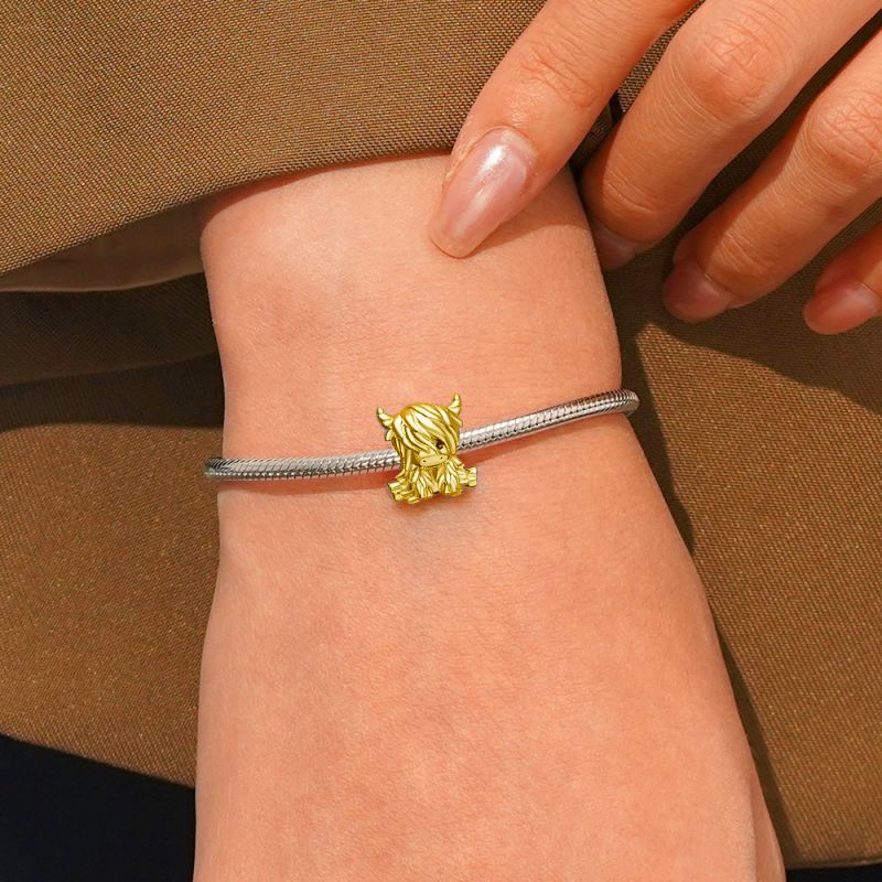Gold Scottish Highland Cow Charm