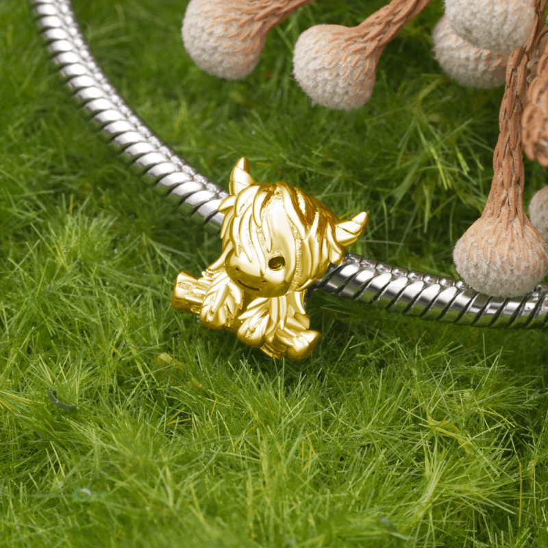 Gold Scottish Highland Cow Charm