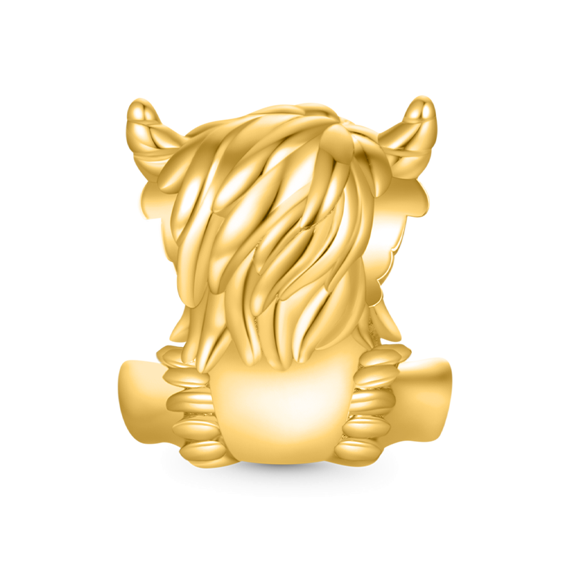 Gold Scottish Highland Cow Charm