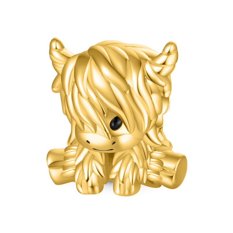 Gold Scottish Highland Cow Charm