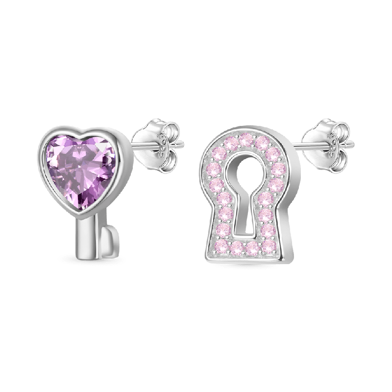 Love Edge Key Lock Earrings